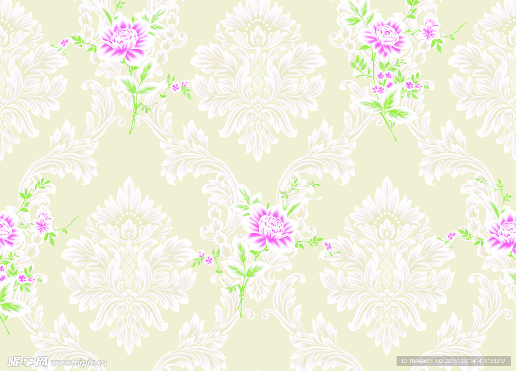 欧式 田园风格壁纸 分层 无缝