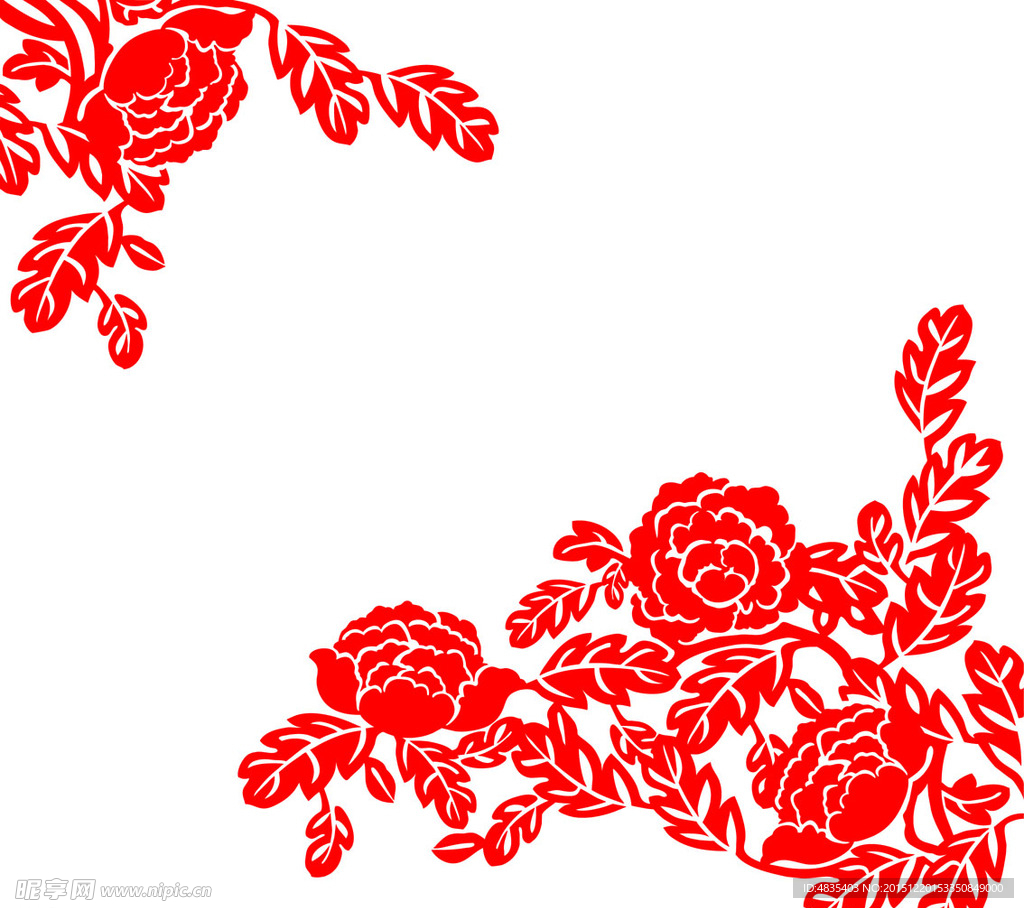 牡丹花 雕刻矢量图