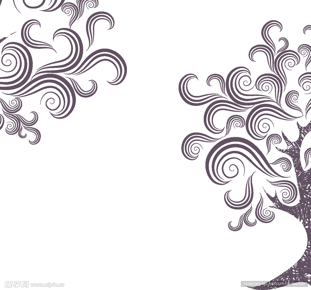 雕刻花绿叶矢量花