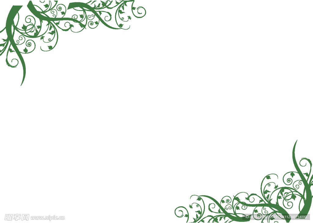 矢量绿叶 雕刻花
