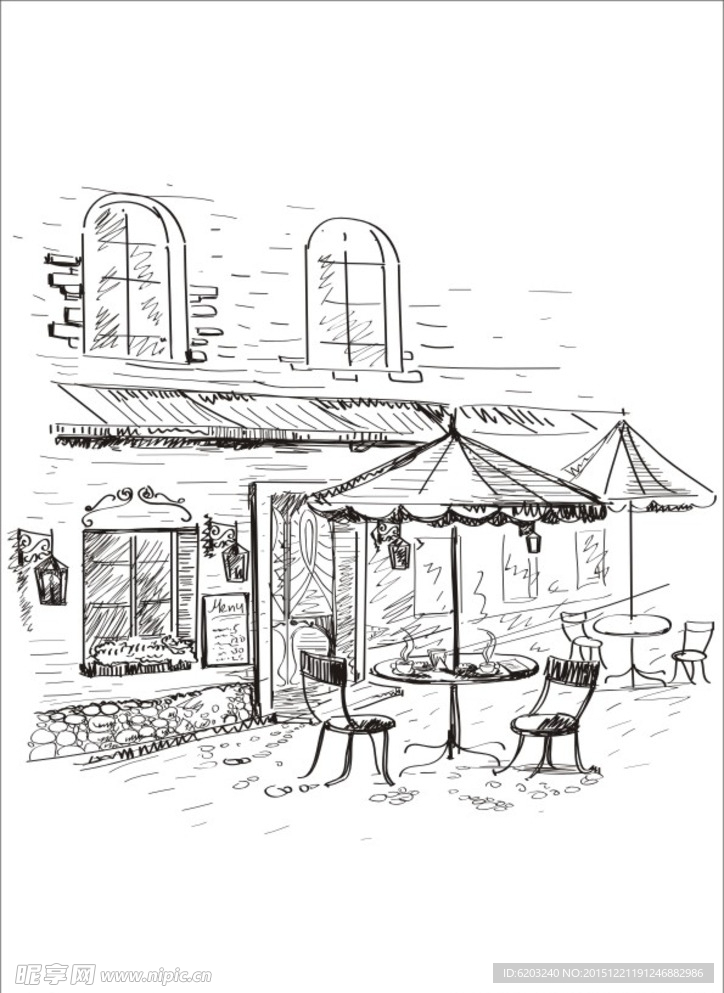 露天咖啡厅速写