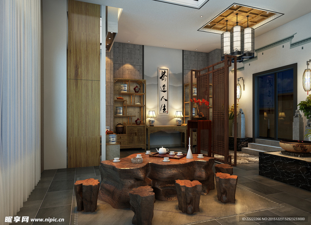 茶室设计场景模型打包