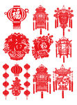 春节灯笼 元宵节灯笼 矢量灯笼