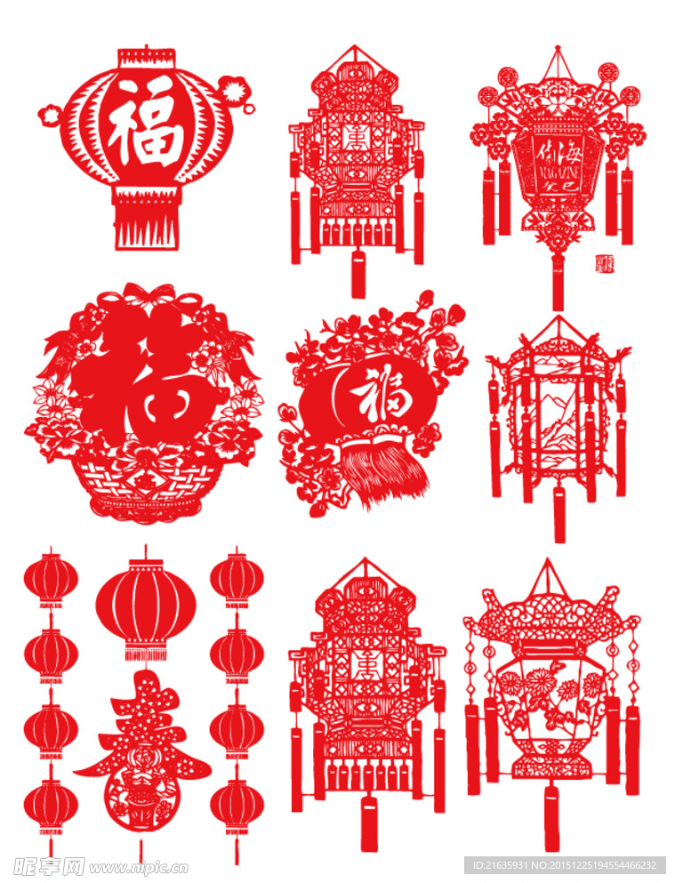 春节灯笼 元宵节灯笼 矢量灯笼