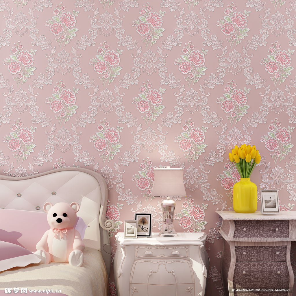 客厅卧室沙发背景墙纸效果图图片