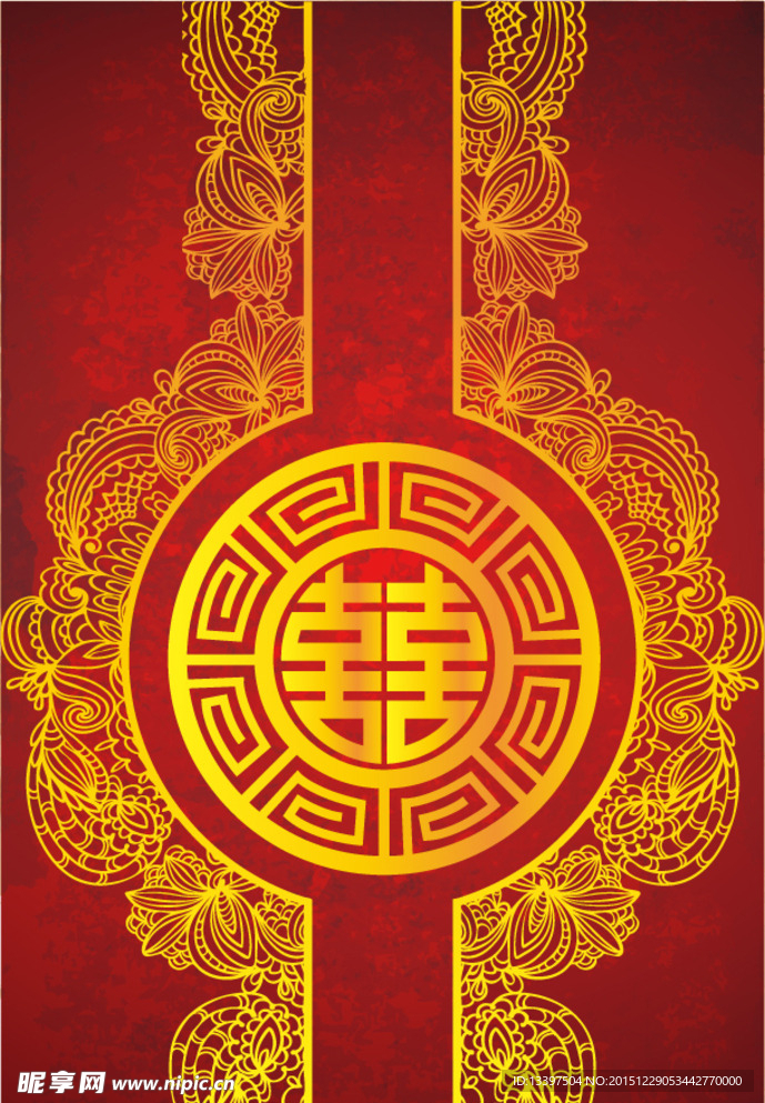 红背景金色小囍字