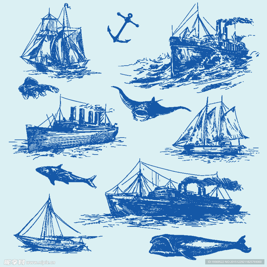 海洋主题手绘图案