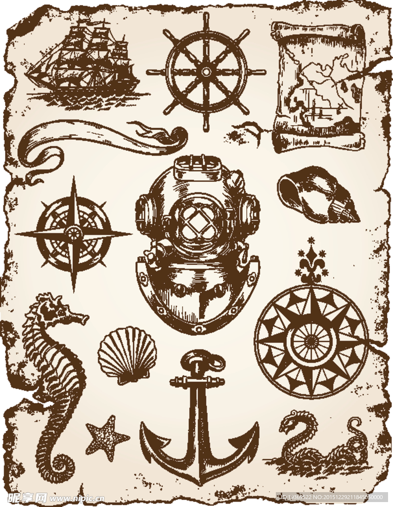 海洋主题手绘图案