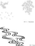 线描樱花流水矢量EPS