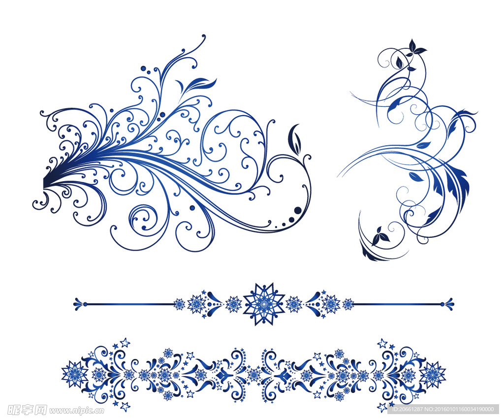 矢量花纹 蓝色花纹