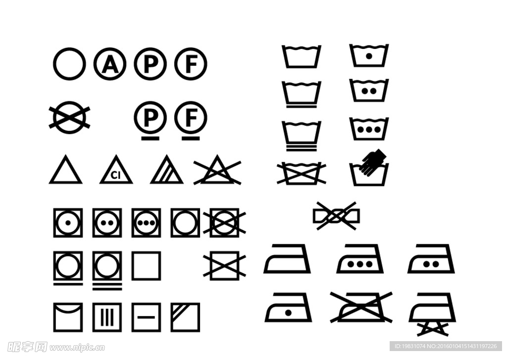 洗涤标识图标矢量素材