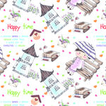 手绘卡通包装纸底图