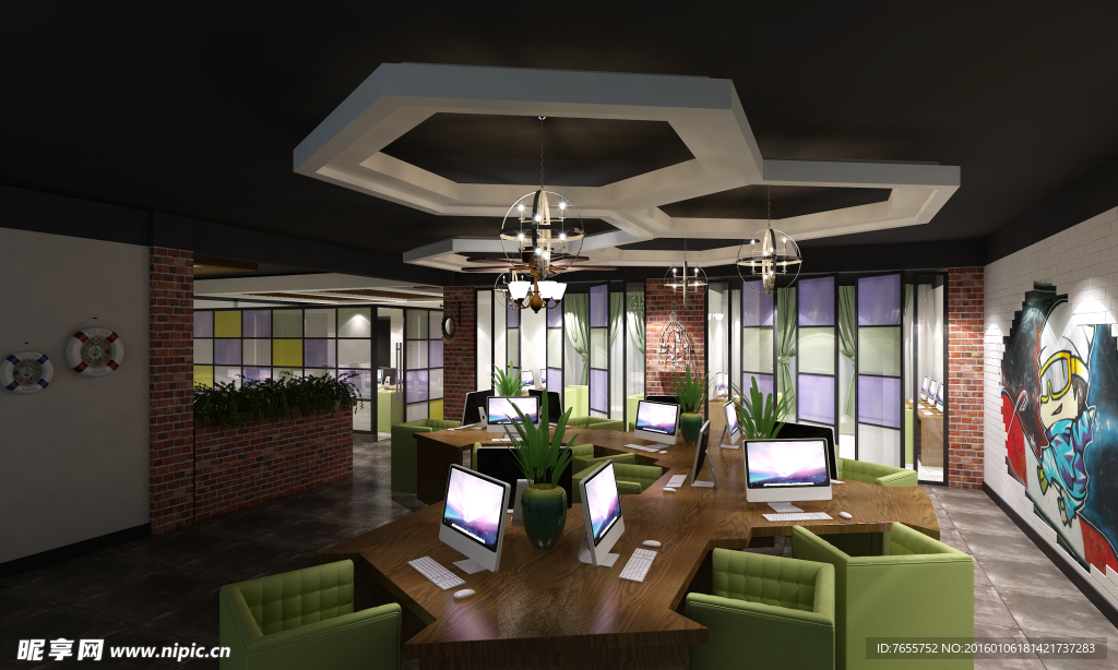 网咖装修效果图图片