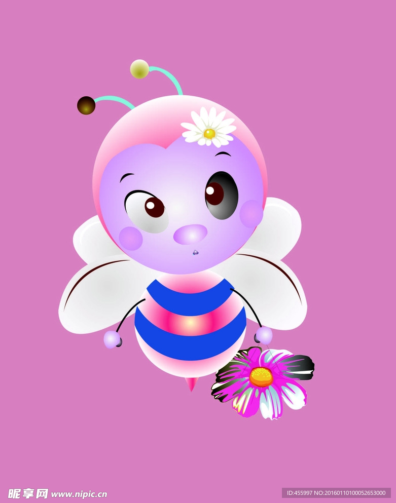 矢量卡通蜜蜂印花图案