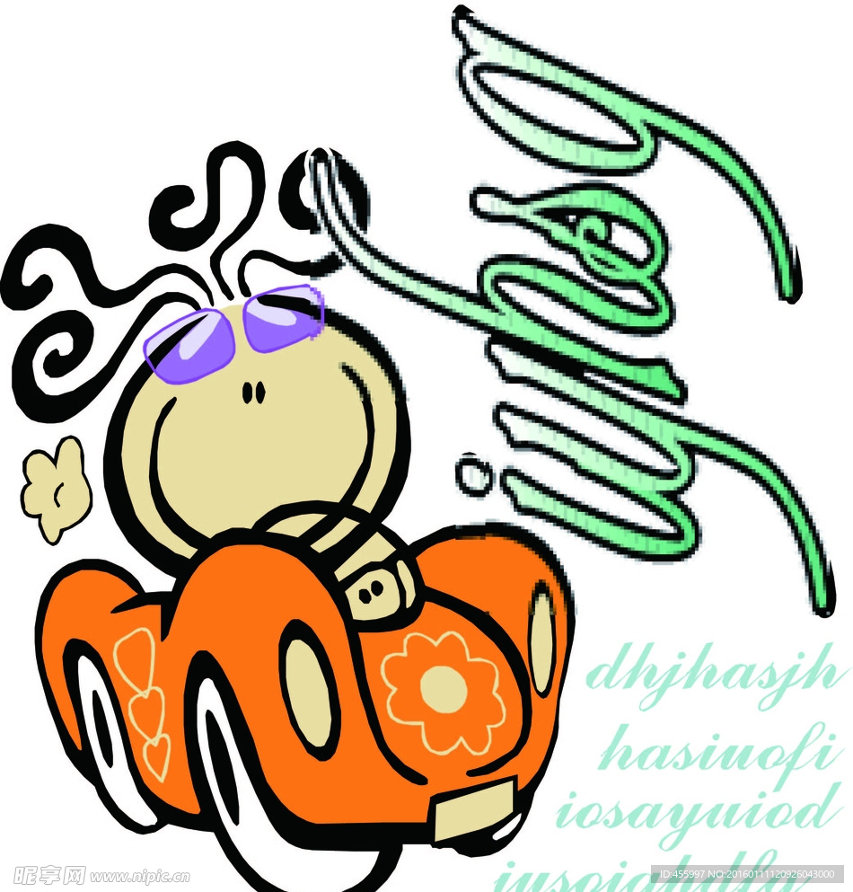 矢量卡通汽车印花图案