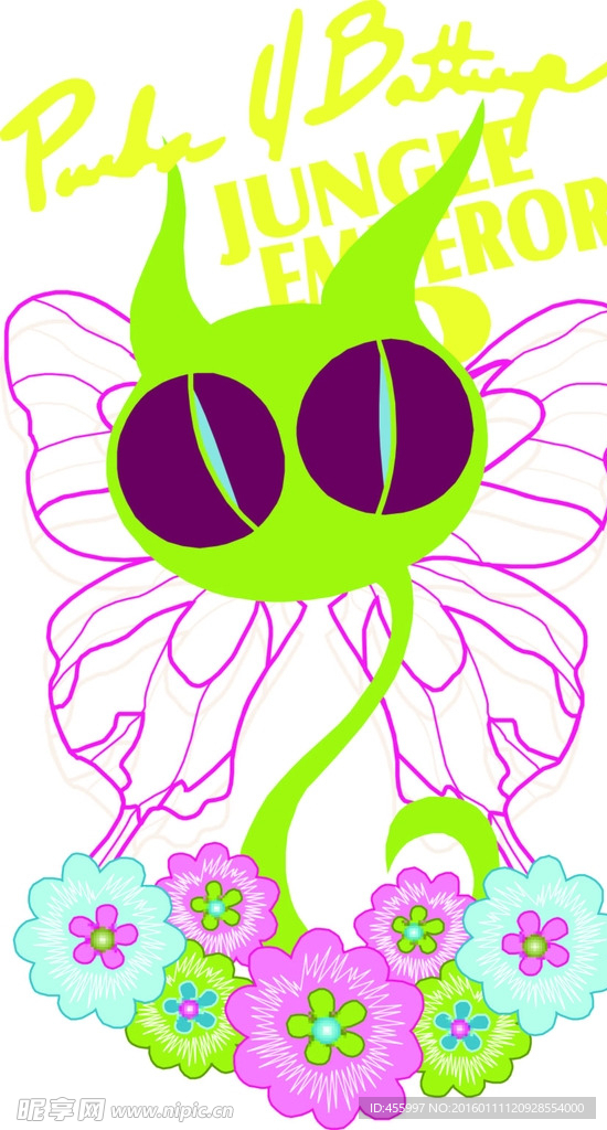 矢量卡通蝴蝶印花图案