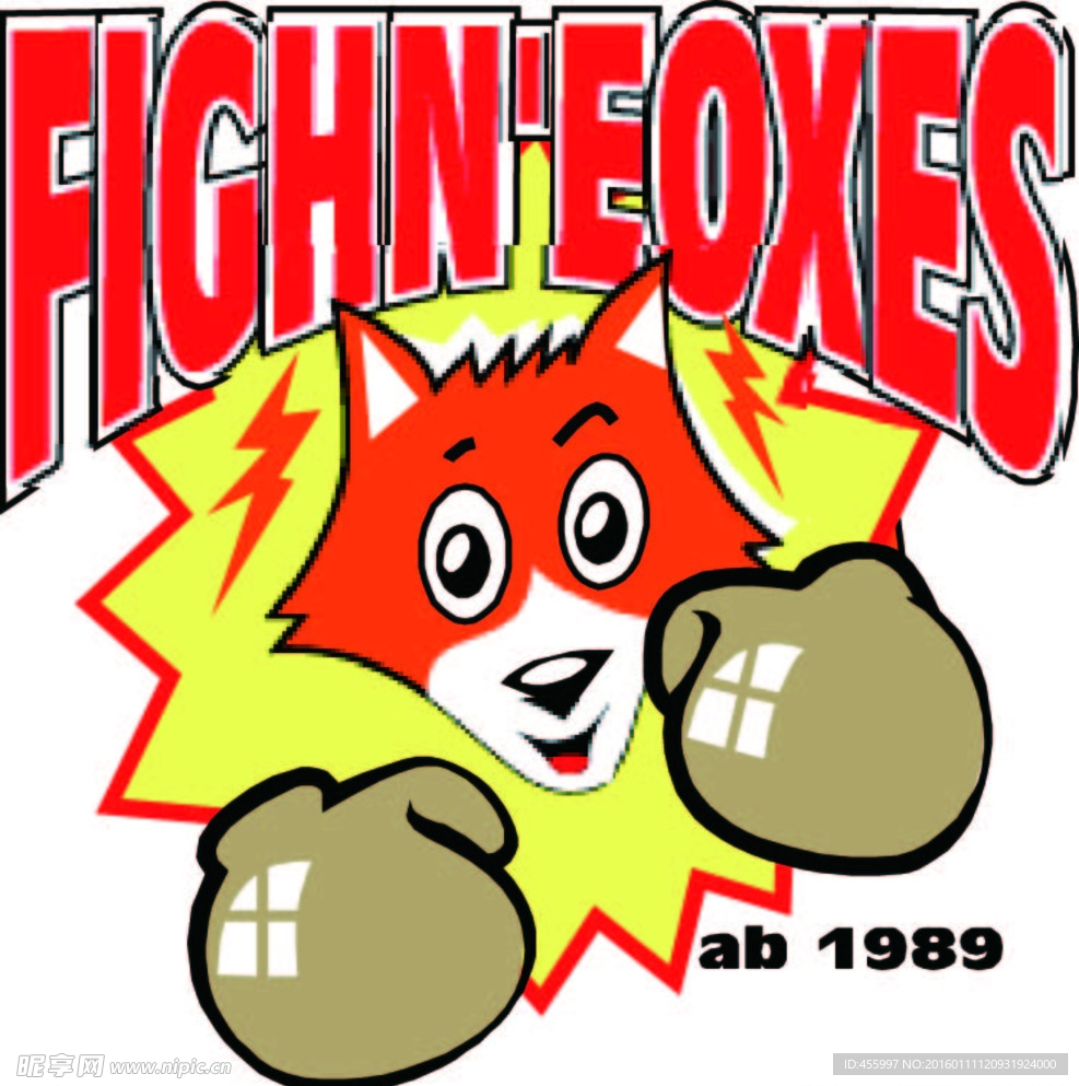 矢量卡通狐狸印花图案