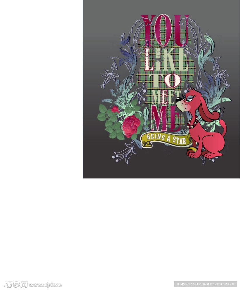 矢量卡通小狗印花图案