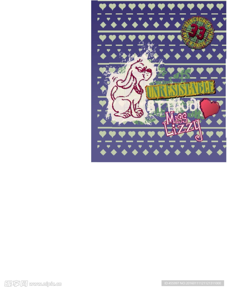 矢量卡通小狗印花图案