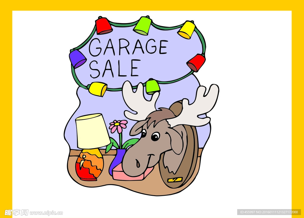 矢量卡通麋鹿印花图案