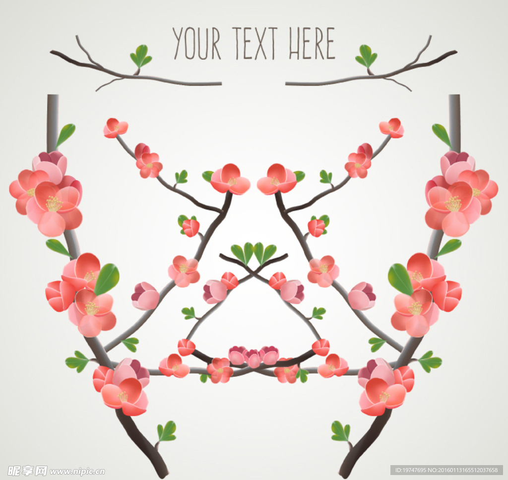 美丽梅花花枝矢量素材