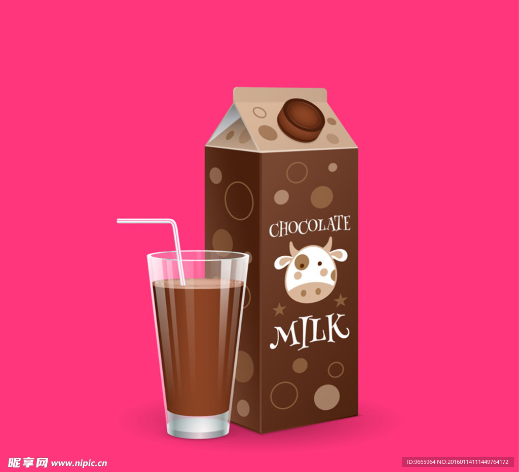 美味巧克力牛奶和玻璃杯矢量素材