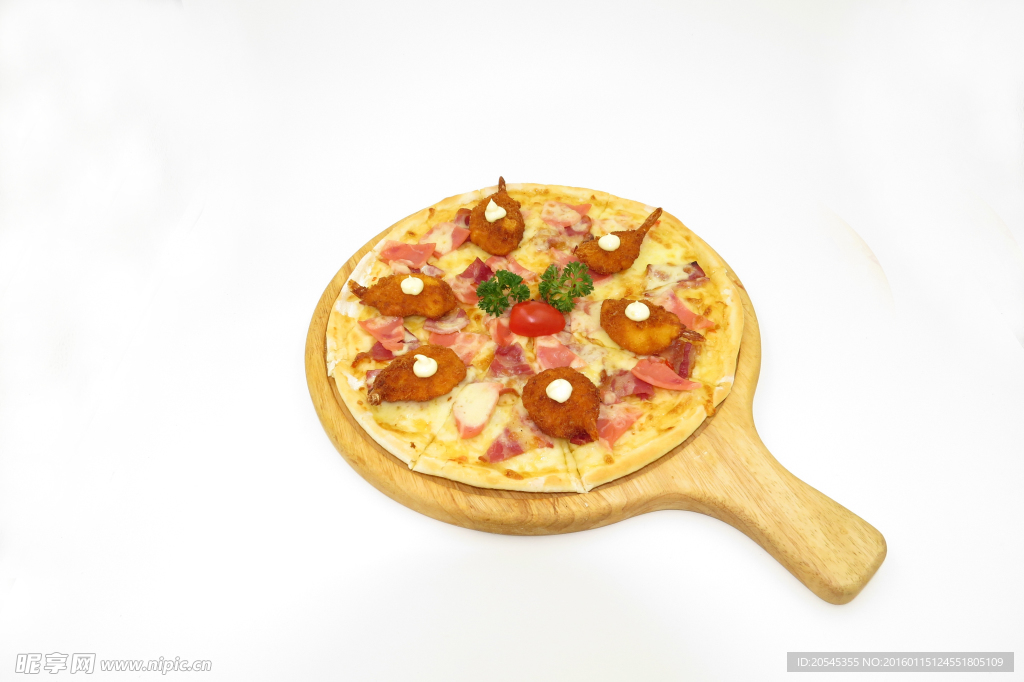 雪花火腿明虾披萨