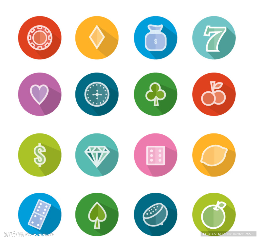16款彩色娱乐元素图标矢量素材