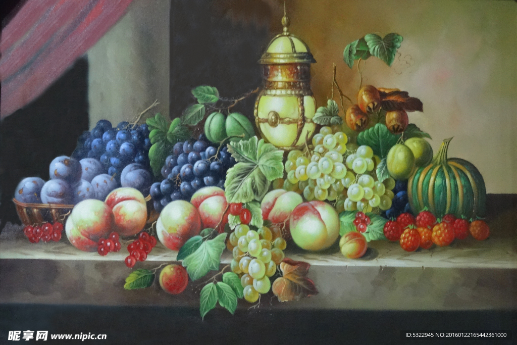 油画静物水果