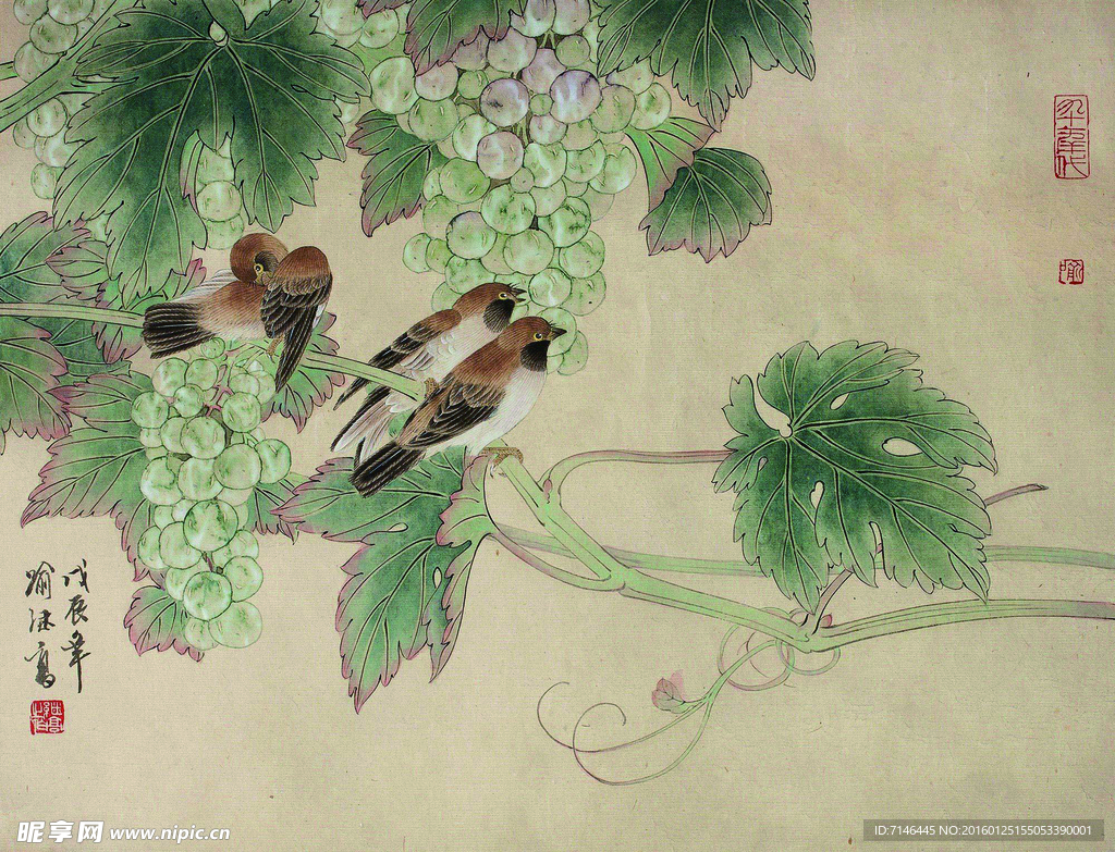 喻继高---春溪葡萄碧