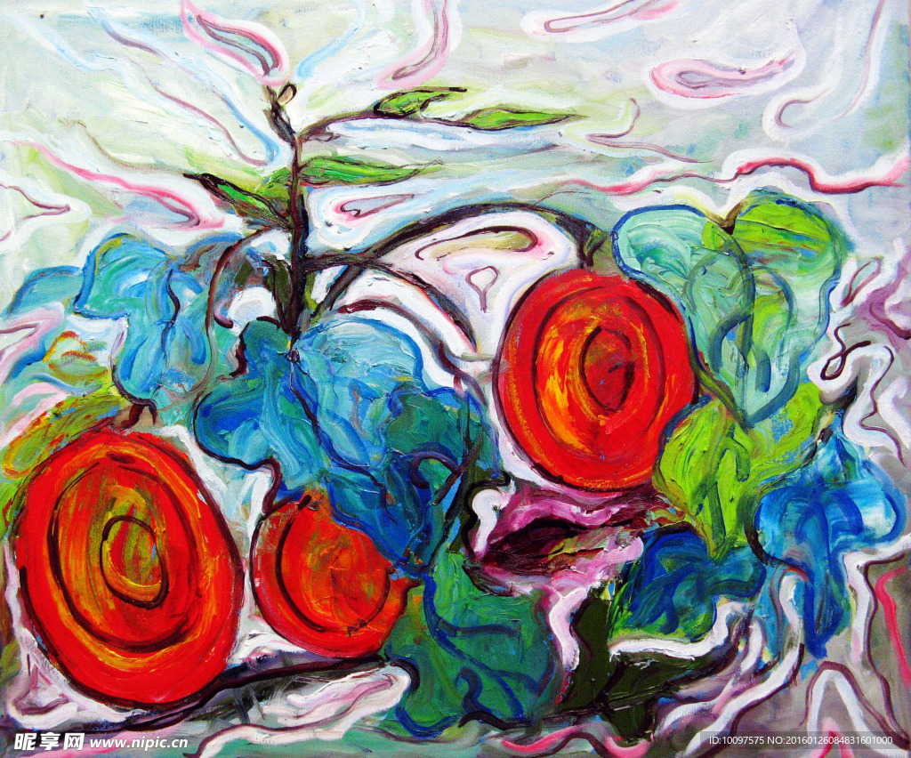 抽象花卉油画装饰画