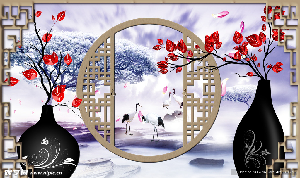 中国风意境背景墙