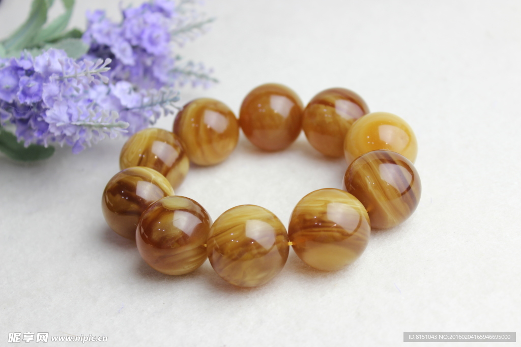 万福琥珀 金蓝 手串 高档 观