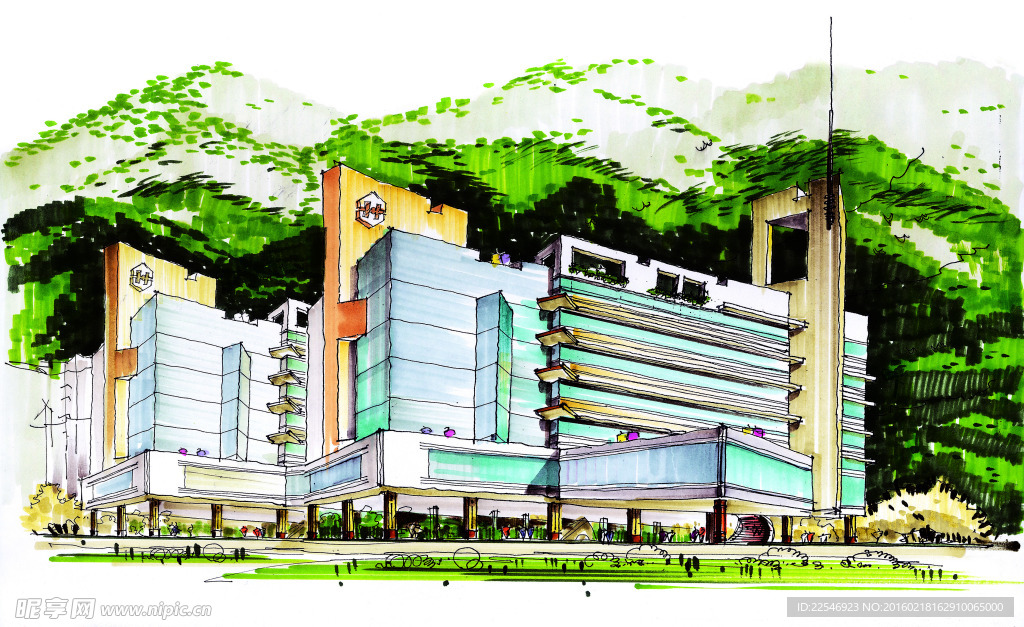 手绘建筑效果图