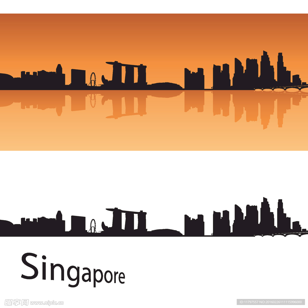 新加坡地标建筑剪影