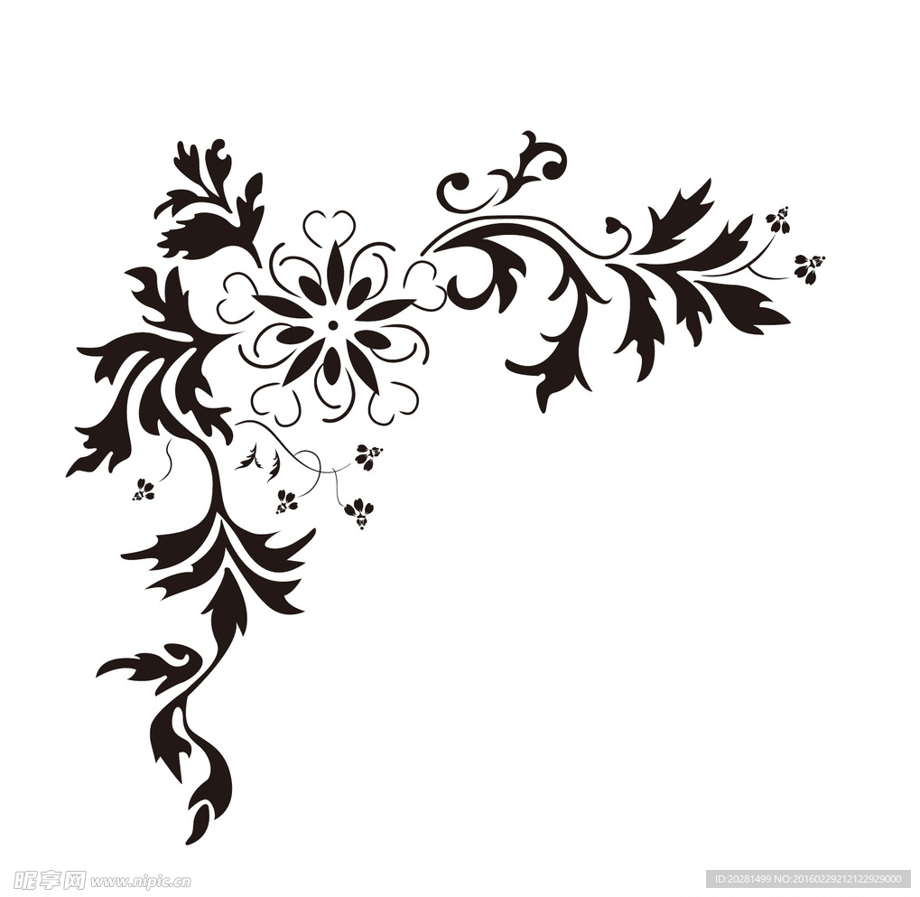 硅藻泥矢量图  对角花 花矢量