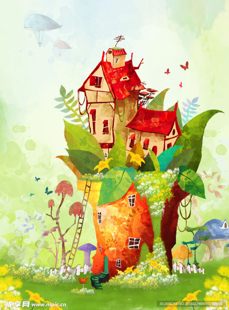 山崖城堡卡通画