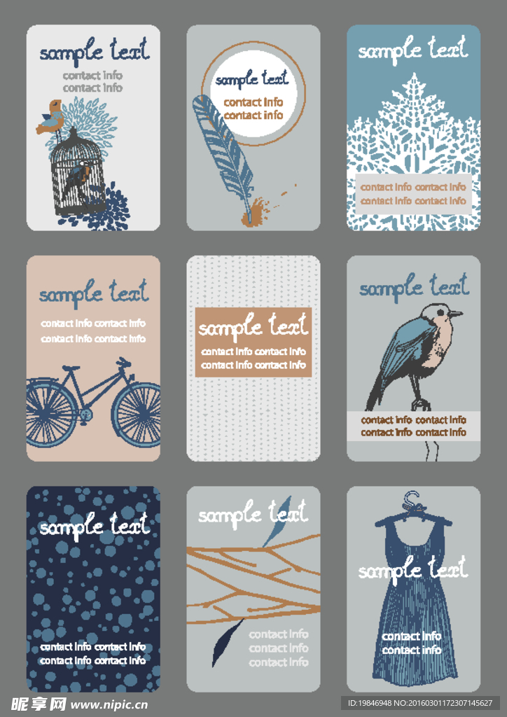 复古手绘名片设计模板eps