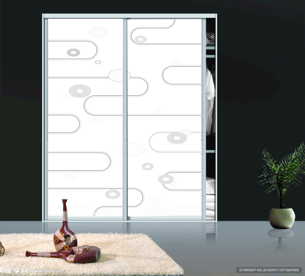 爱在深秋图案衣柜移门效果展示图