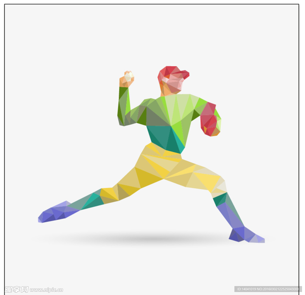 多边形棒球运动剪影