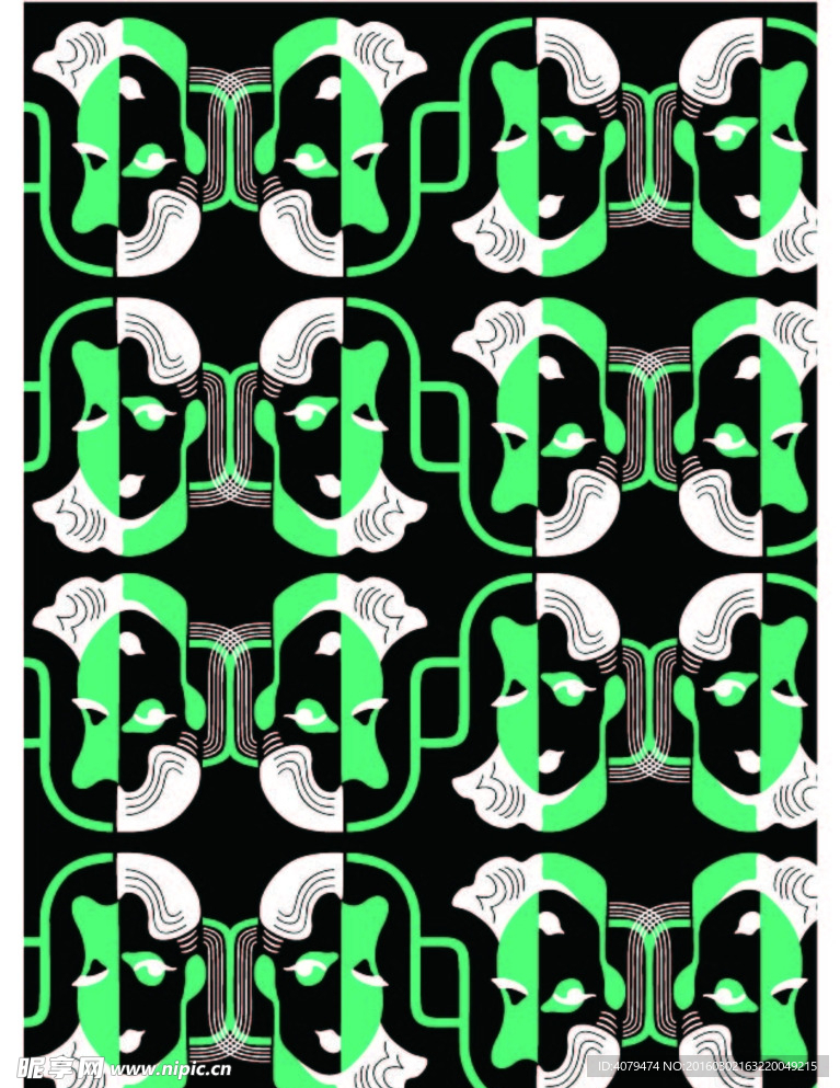 对称女人男人脸 几何图形