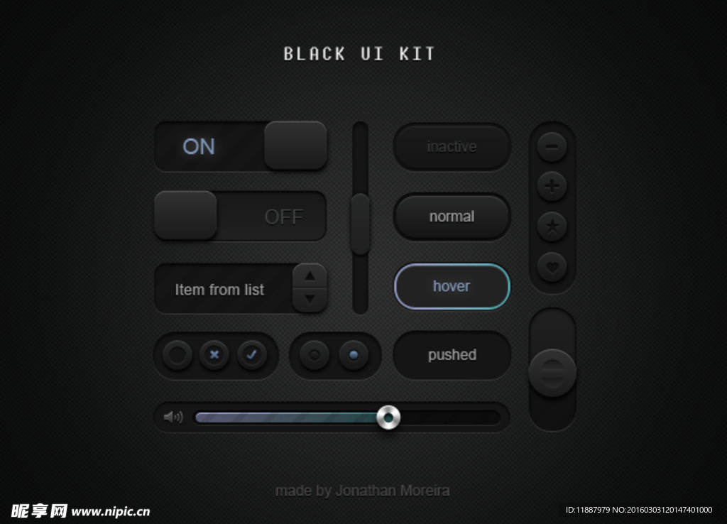 黑色主题的UI Kit套件