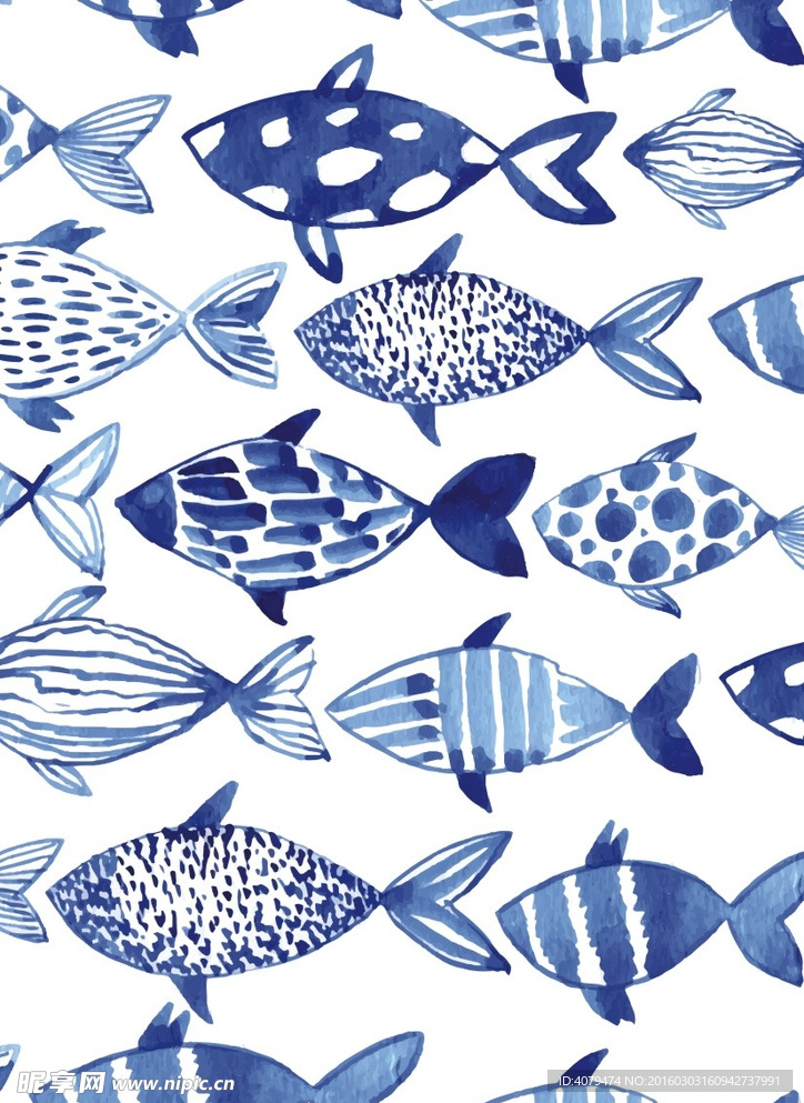 蓝色 鱼类 水彩 鲸鱼 水里
