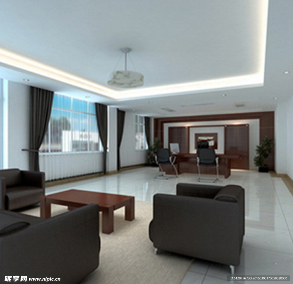 董事长高档办公室全套模型