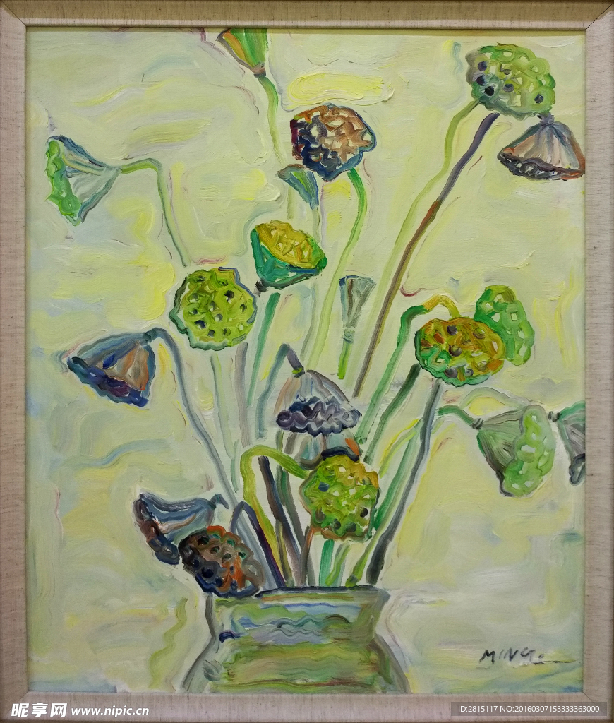 静物莲蓬艺术油画