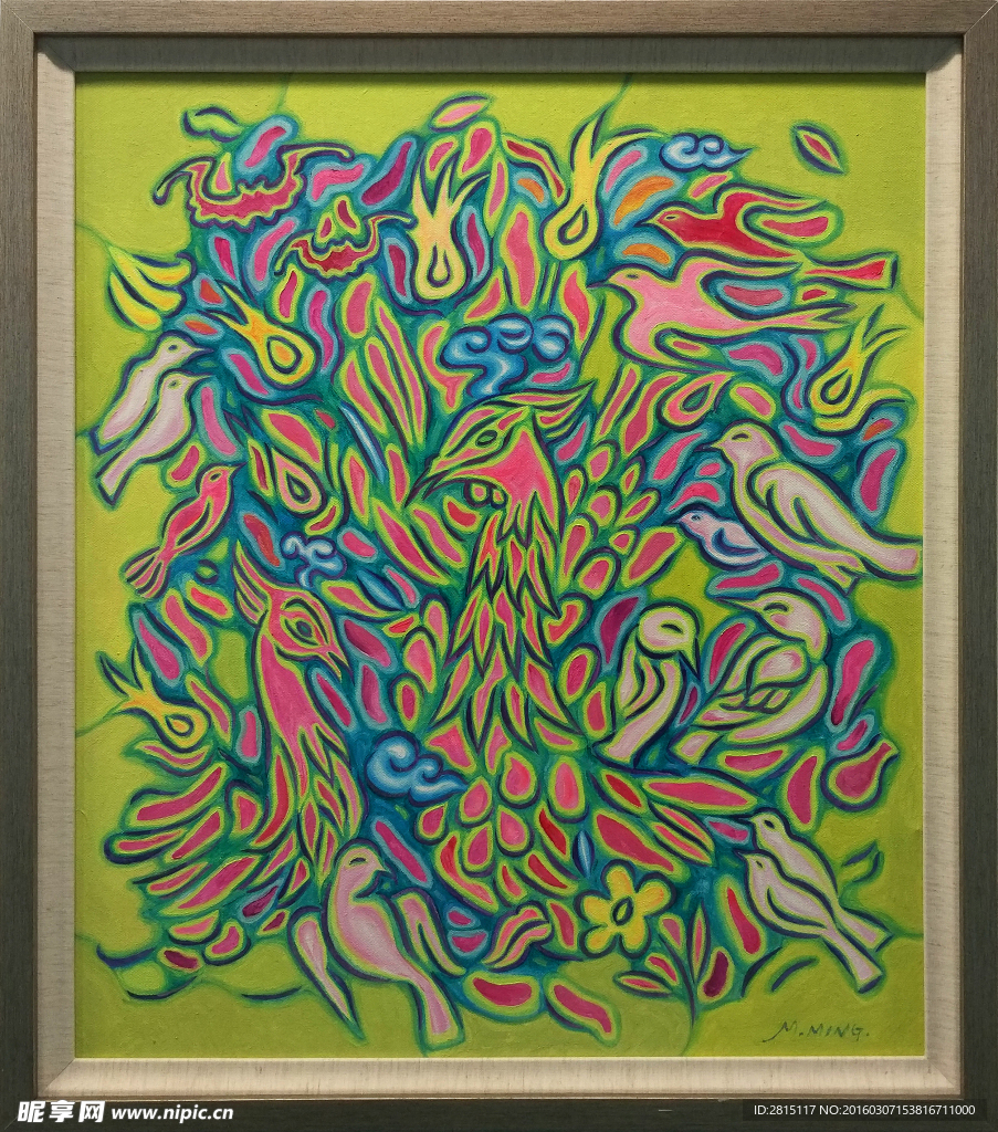 漂亮彩色抽象孔雀彩绘