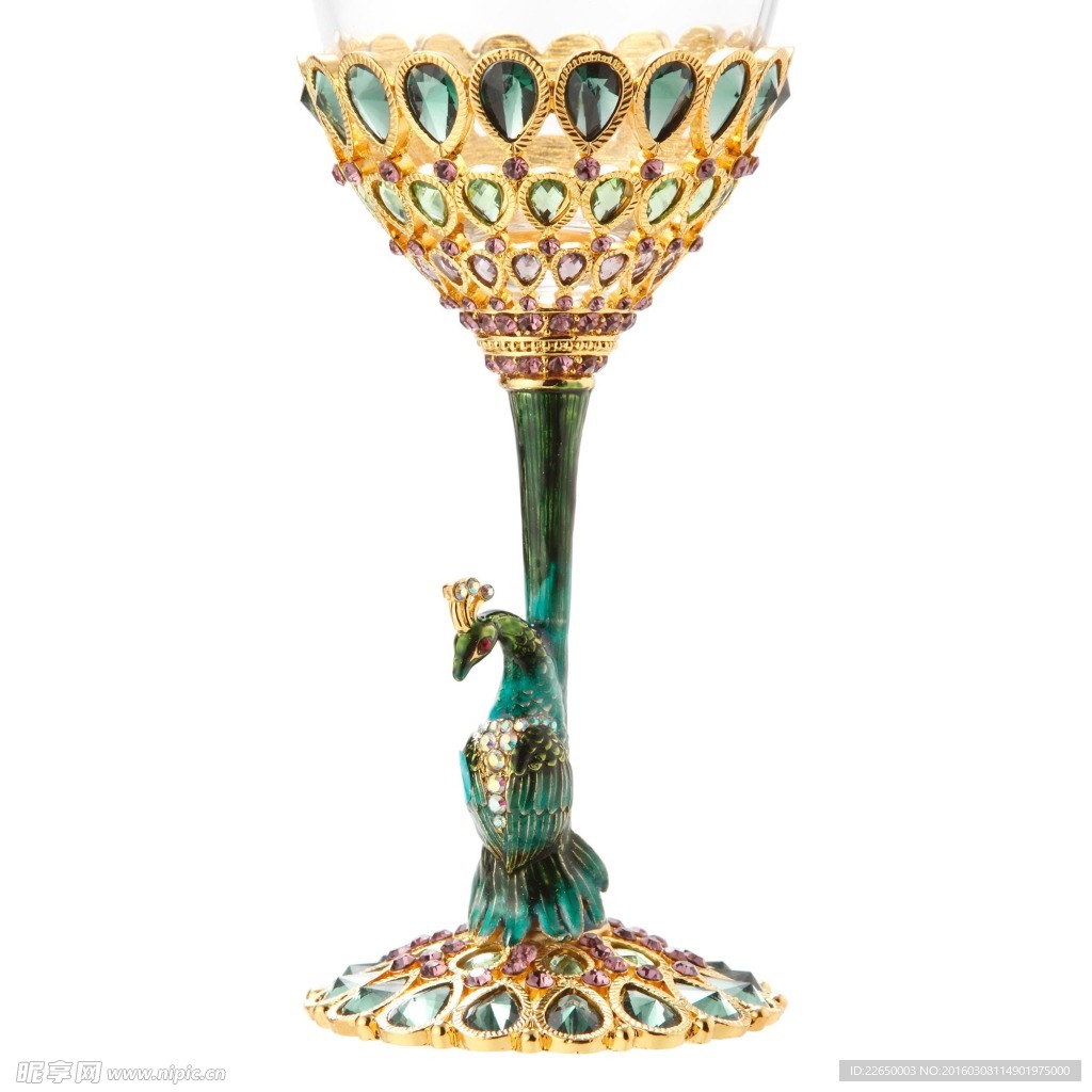 孔雀玻璃杯特写