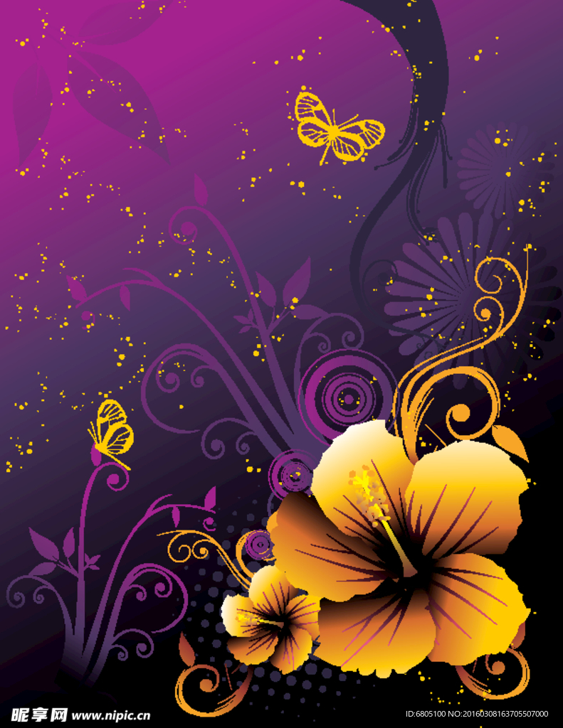 矢量浪漫花朵背景底纹