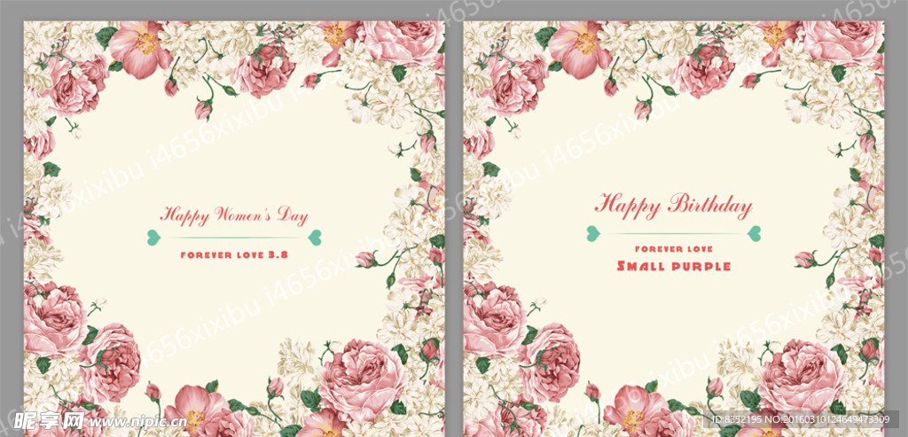 手绘花卉 生日 卡片 女人节