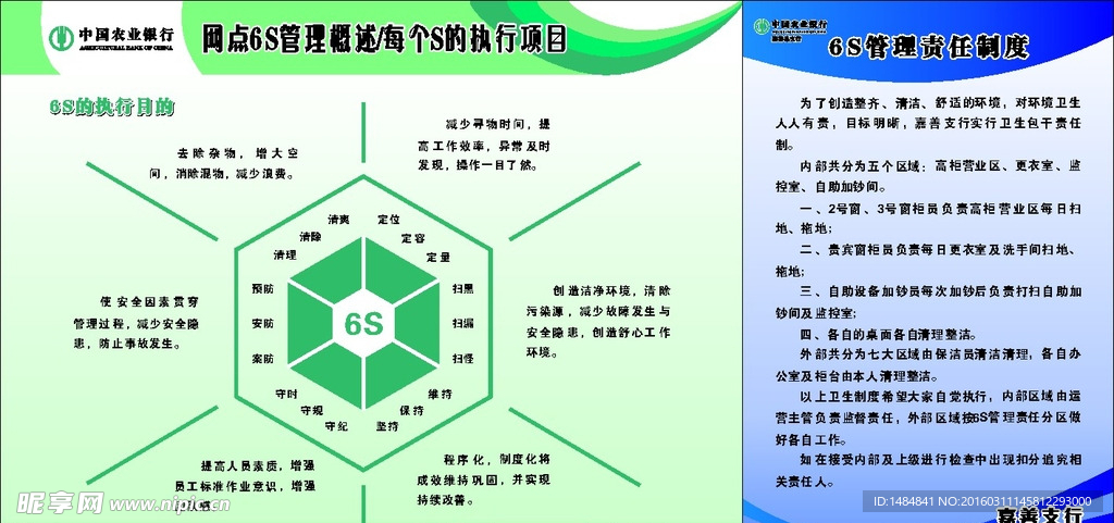 农业银行网点6S管理责任制制度